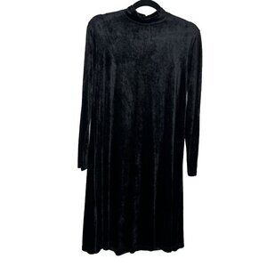 Vintage Carole Little Dress Size 4 Black Velvet 90s Y2K Long‎ Sleeve Mock Neck